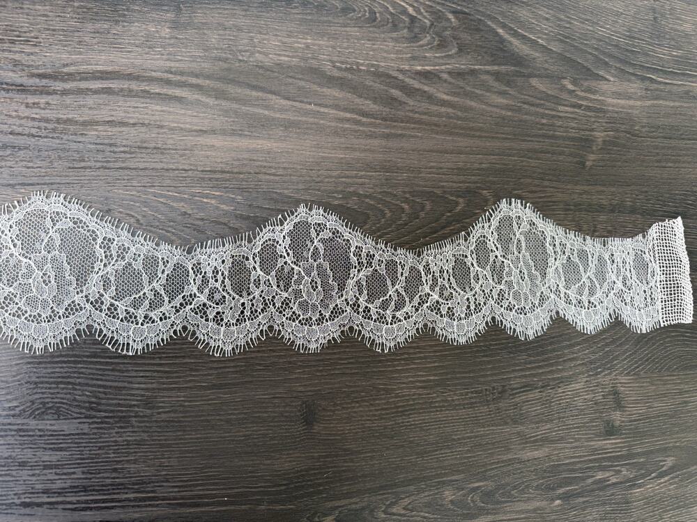 Premium French Chantilly Lace Trim 22.4 Ft Floral Scallop Eyelash Bridal Veil